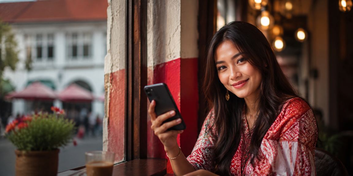 Pemain mendaftar akun baru sambil menikmati kopi di kafe
