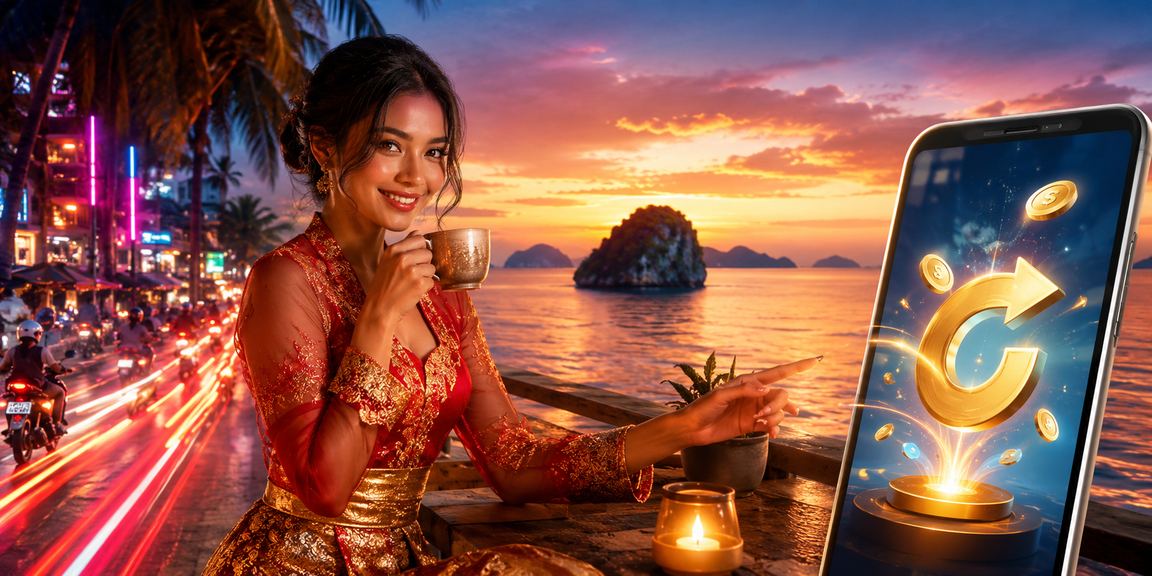 Suasana kafe Vietnam dengan layar menampilkan informasi bonus rebate glori303